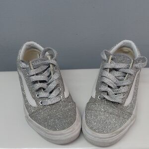 Sparkly Silver Vans Kids Sneakers